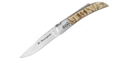 LE CAMARGUAIS - Couteau pliant artisanal - Trident forg n12 - Corne de blier