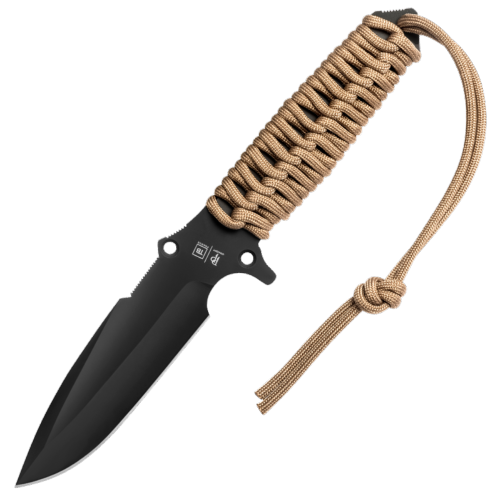 TB OUTDOOR - Couteau fixe - Maraudeur Paracord Coyote - Pommeau brise-vitre