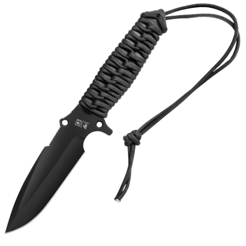 TB OUTDOOR - Couteau fixe - Maraudeur Paracord Noir - Pommeau brise-vitre